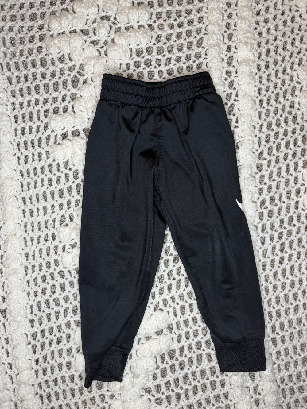 Nike Kids Black Jogger Sweatpants with White Swoosh